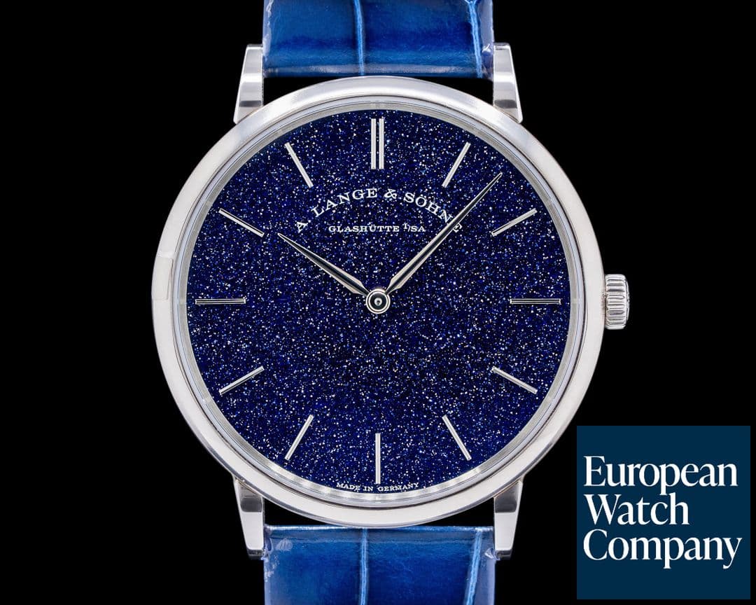 Image of A. Lange and Sohne Saxonia Thin Manual Wind Blue Gold-Flux Dial 205.086 2021 UNWORN