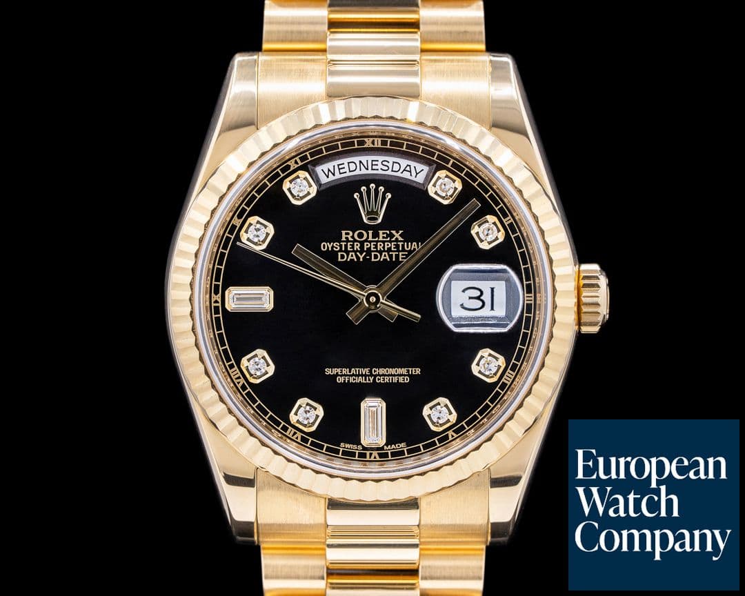 Image of Rolex Day Date President 118238 Black Diamond Dial 18K Yellow Gold 