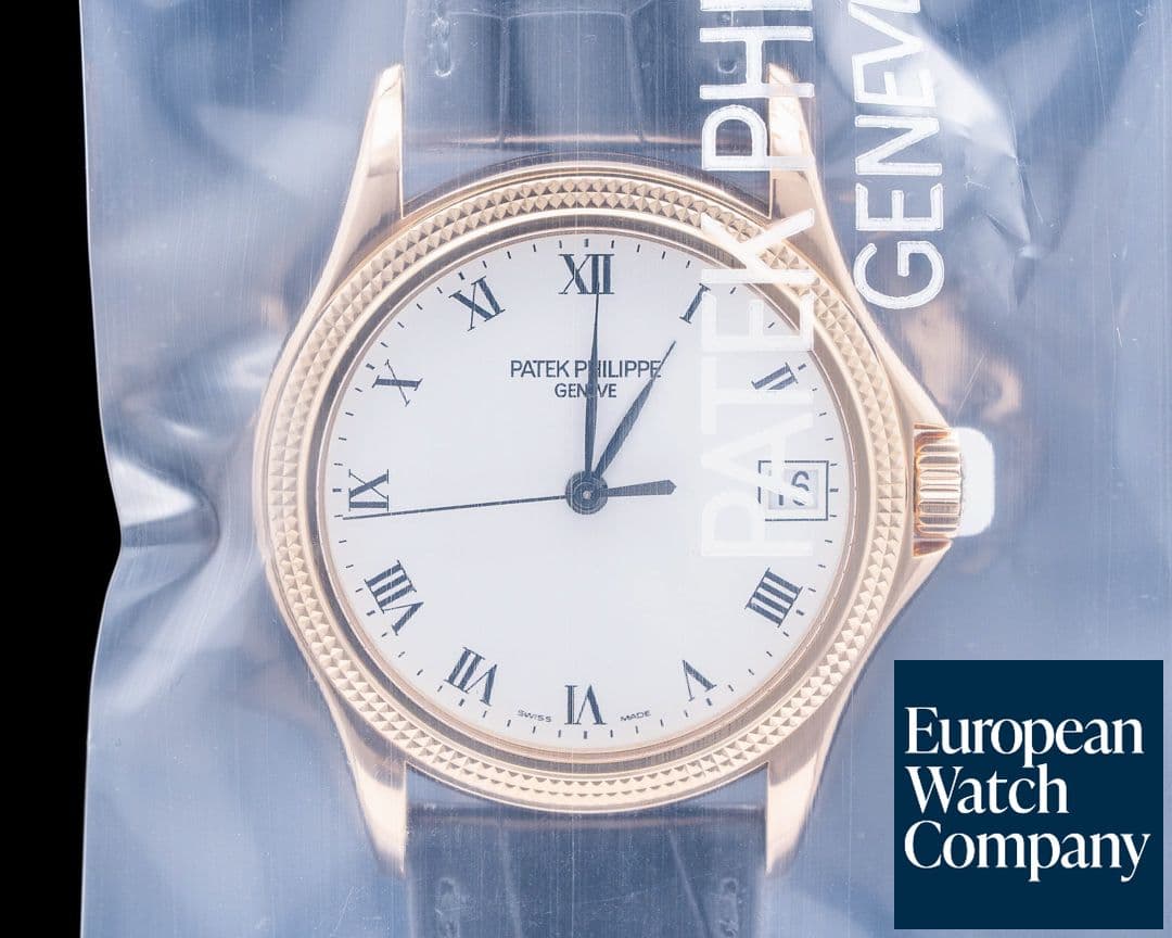 Image of Patek Philippe Calatrava 18K Rose Gold White Roman Hobnail