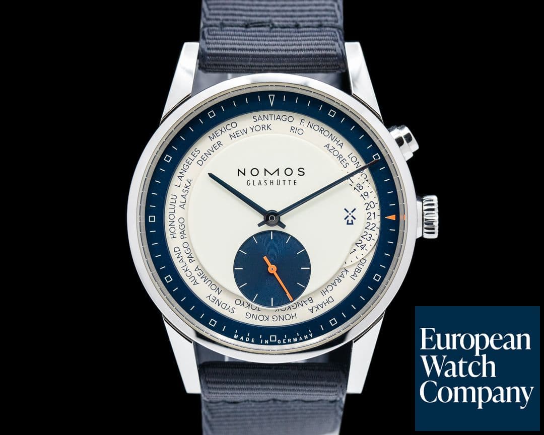 Image of Nomos Zurich "Hague Blue" Dial World Timer SS LE