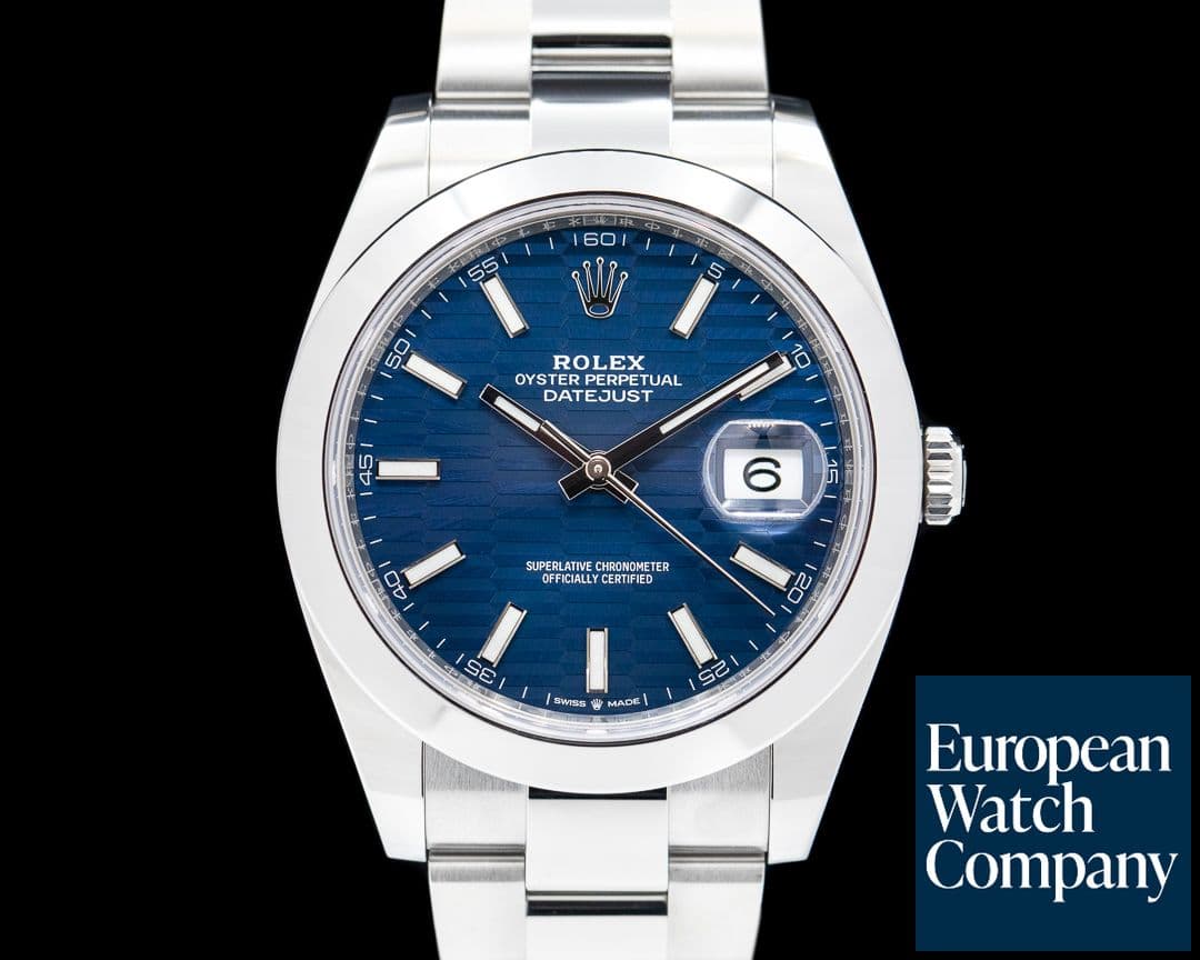 Image of Rolex Datejust 41 Blue Stick Motif Dial SS Oyster 2023
