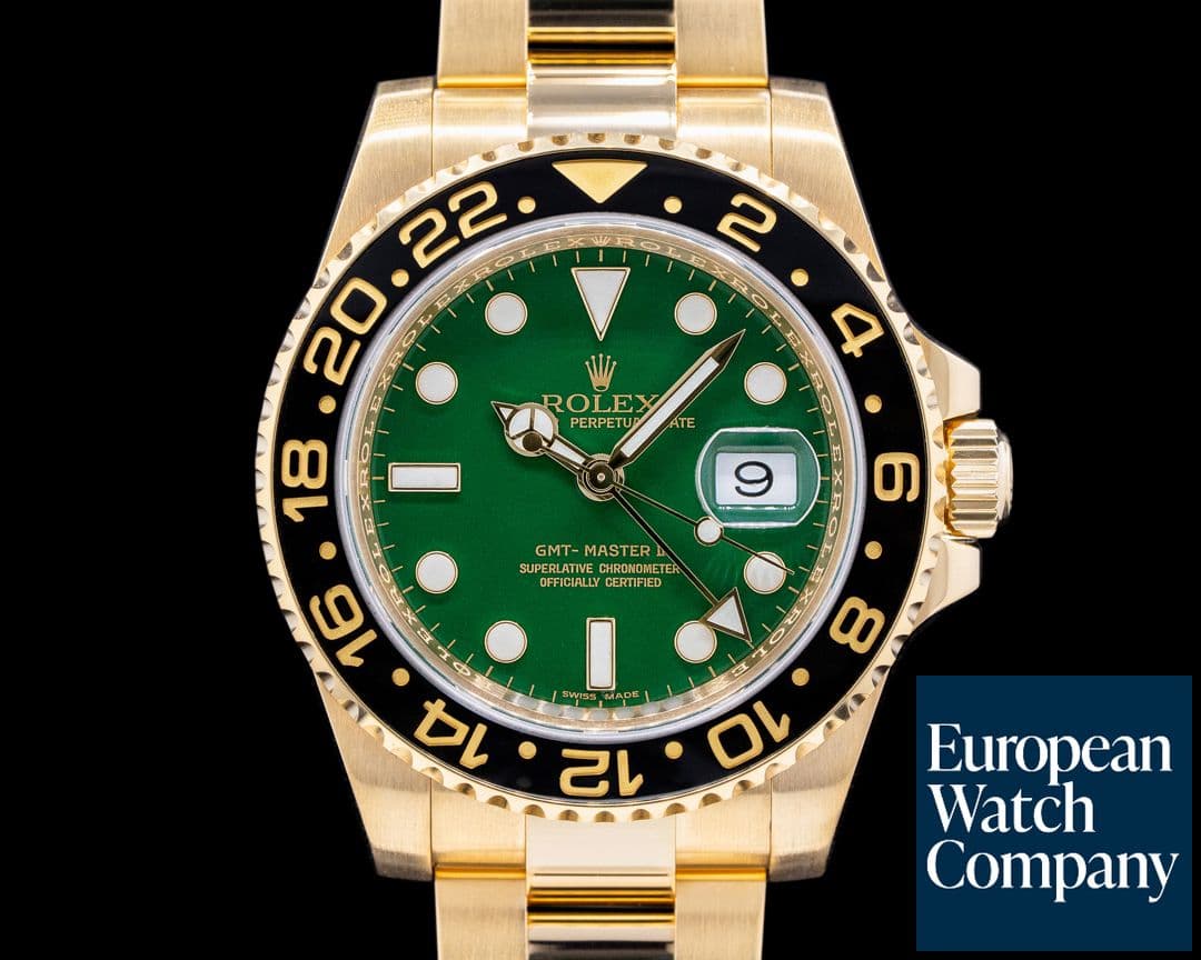 Image of Rolex GMT Master II 116718 Green Dial 18K Yellow Gold / Bracelet