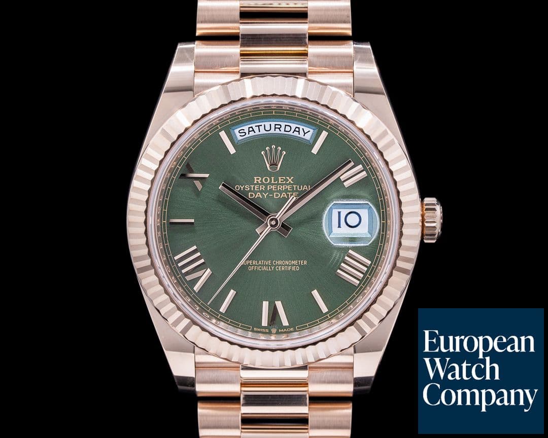 Image of Rolex Day Date Presidential Everose Gold Olive Green Dial 40MM 2023