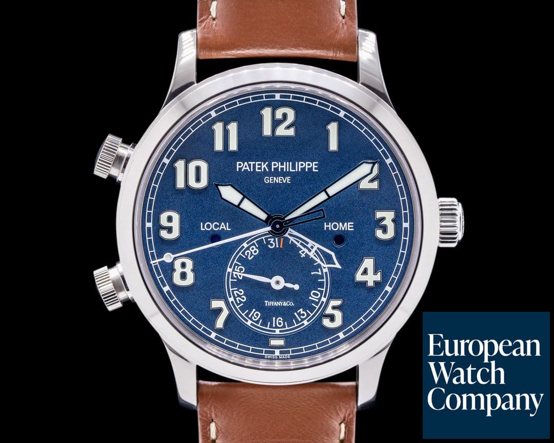 Image of Patek Philippe Calatrava 5524G "TIFFANY" Pilot Travel Time 18k White Gold