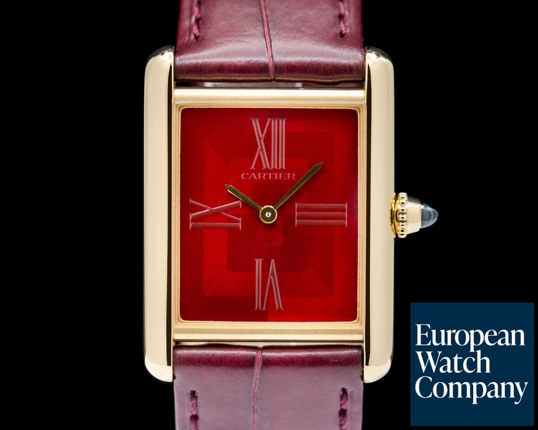 Image of Cartier Tank Louis Burgundy Dial 18K Yellow Gold