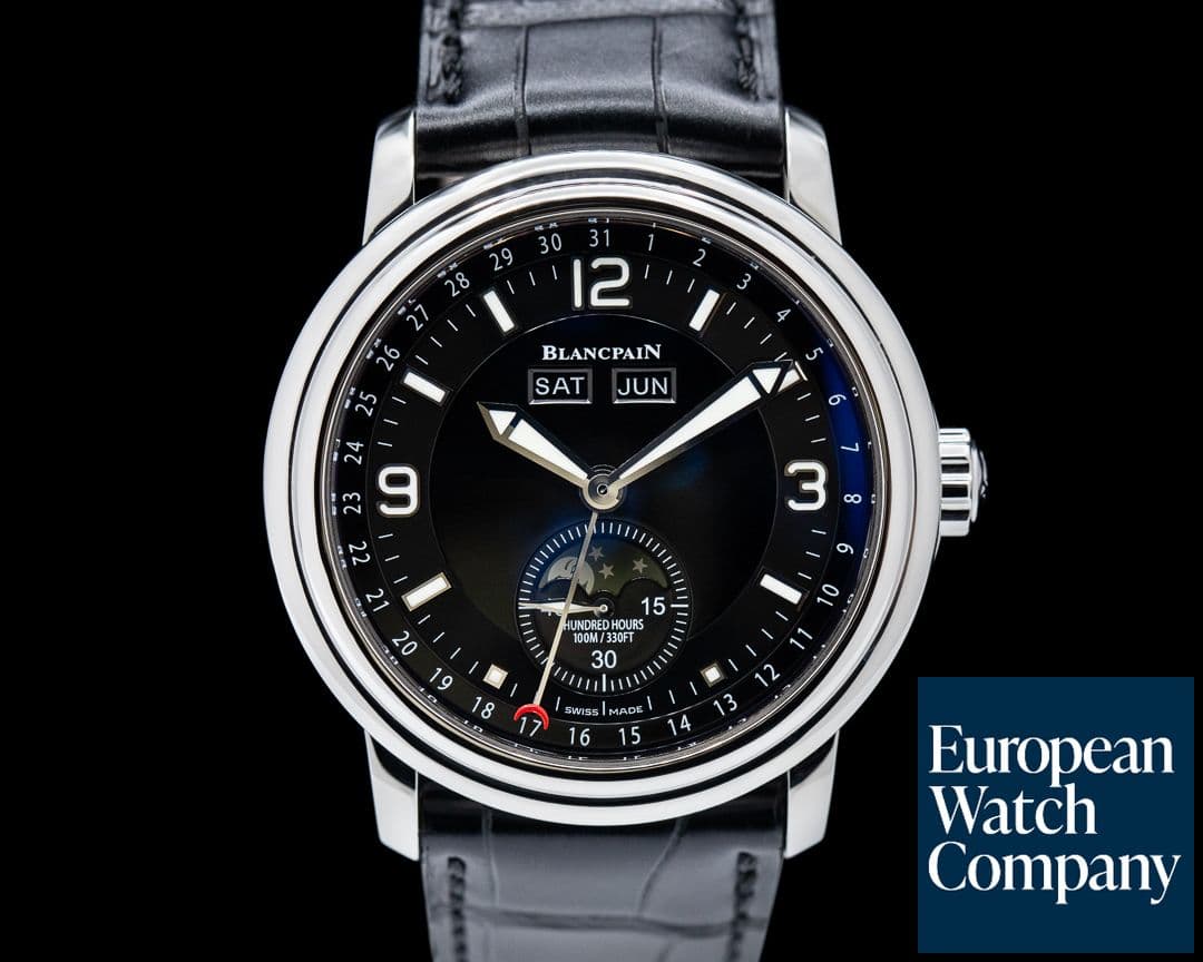 Image of Blancpain Leman Complete Calendar Moon SS Black Dial 