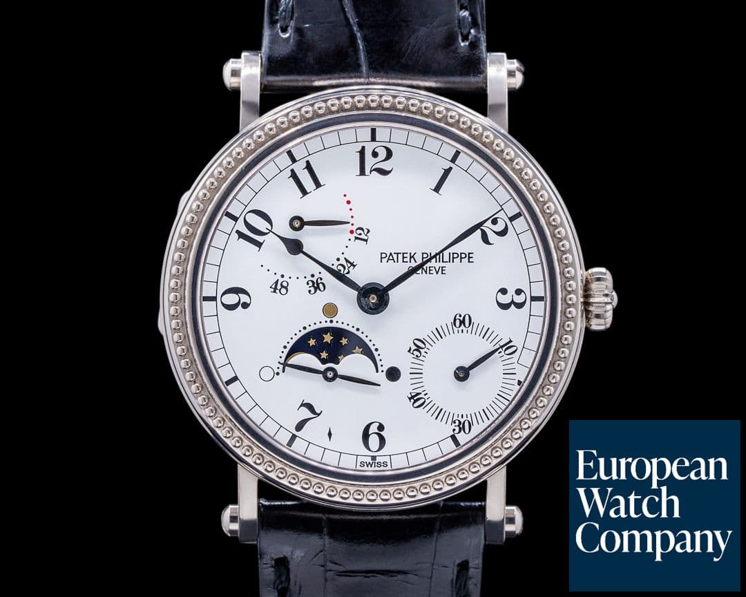 Image of Patek Philippe Moonphase 5015G Power Reserve White Gold Hobnail Bezel
