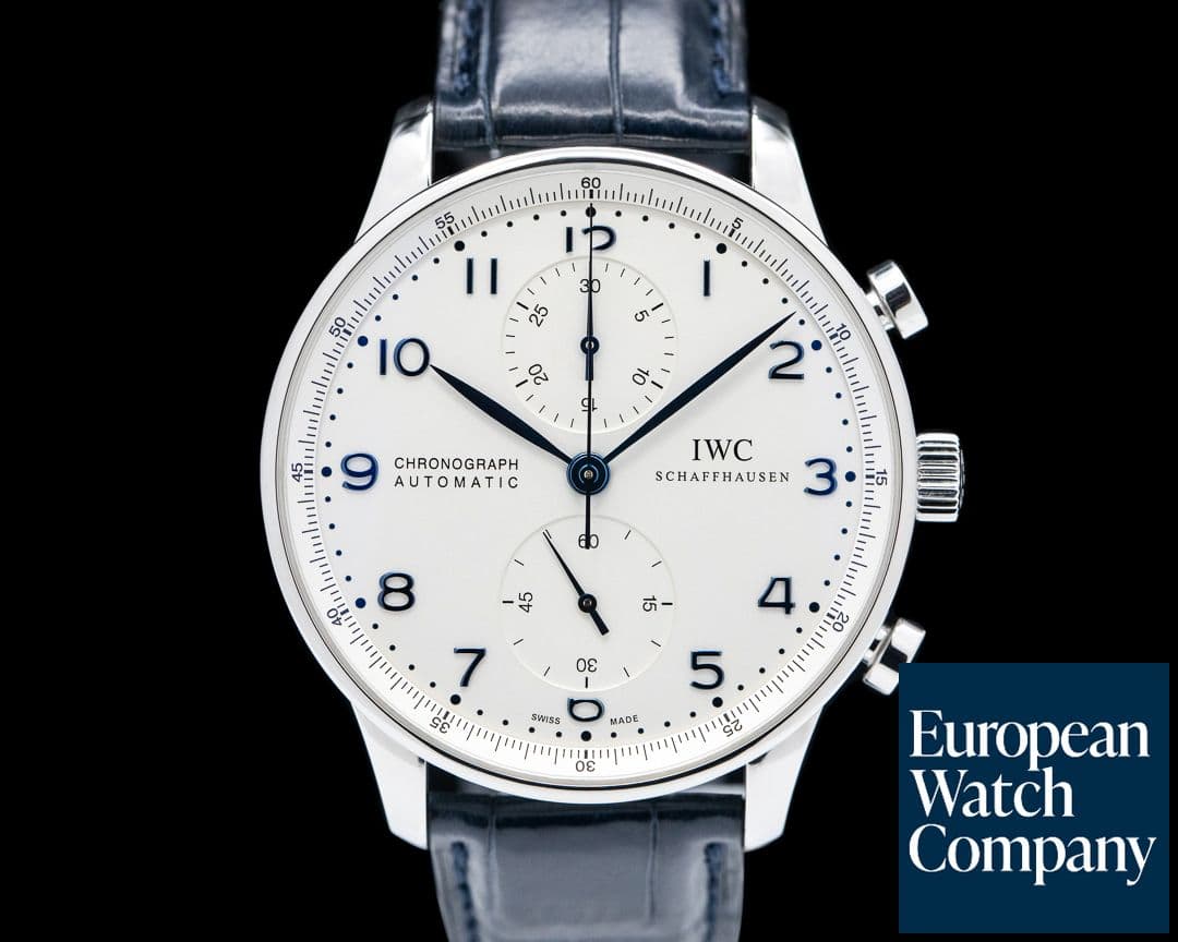 Image of IWC Portuguese Chronograph SS Silver Dial / Blue Numerals