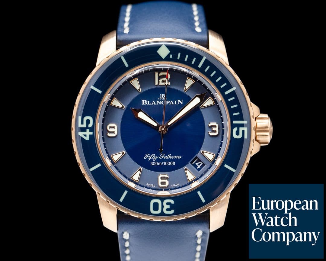 Image of Blancpain Fifty Fathoms Blue Dial / 18K Rose Gold 