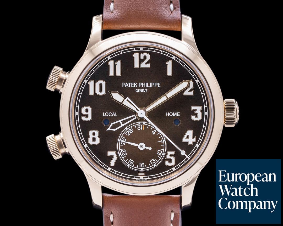 Image of Patek Philippe Mid Size 7234R Calatrava Pilot Travel Time 18k Rose Gold 