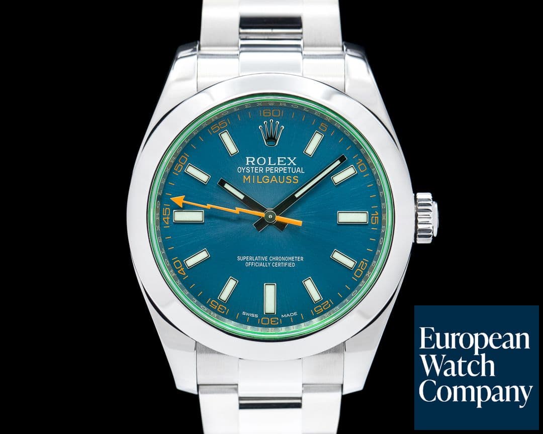 Image of Rolex Milgauss Blue Dial Green Crystal