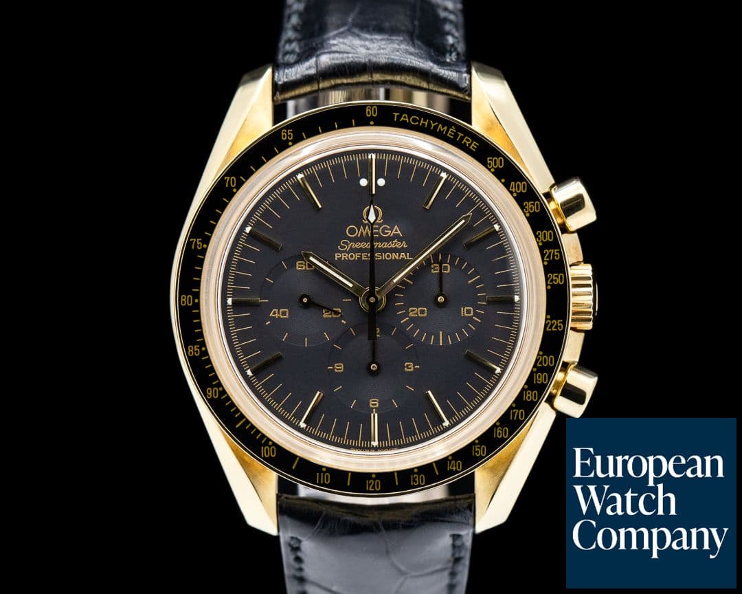 Image of Omega Speedmaster Yellow Gold / Strap Black Dial RARE