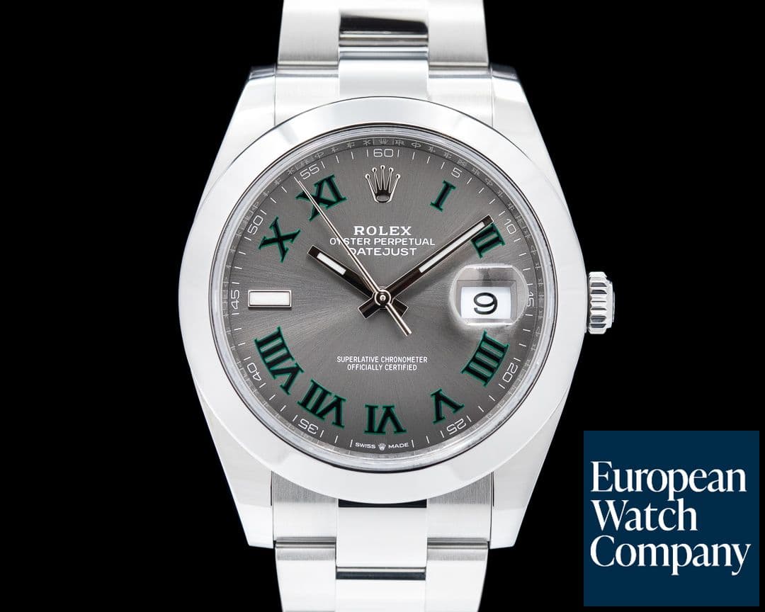 Image of Rolex Datejust 41 126300 Wimbledon Slate Roman Dial SS 2021