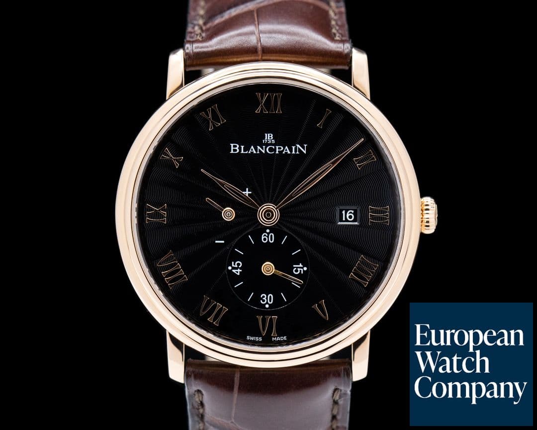 Image of Blancpain Villeret Ultra-Slim 18k RG Guilloche Black Dial