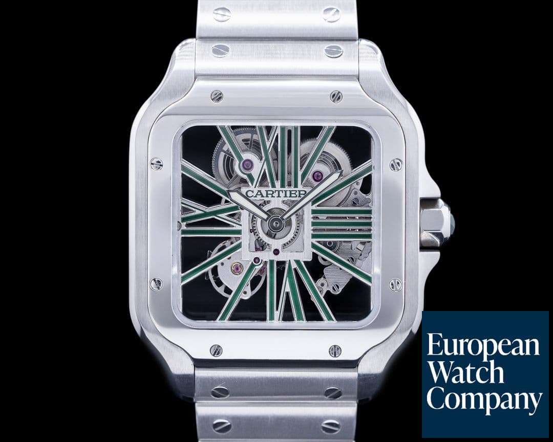 Image of Cartier Santos De Cartier Skeleton Green 40mm