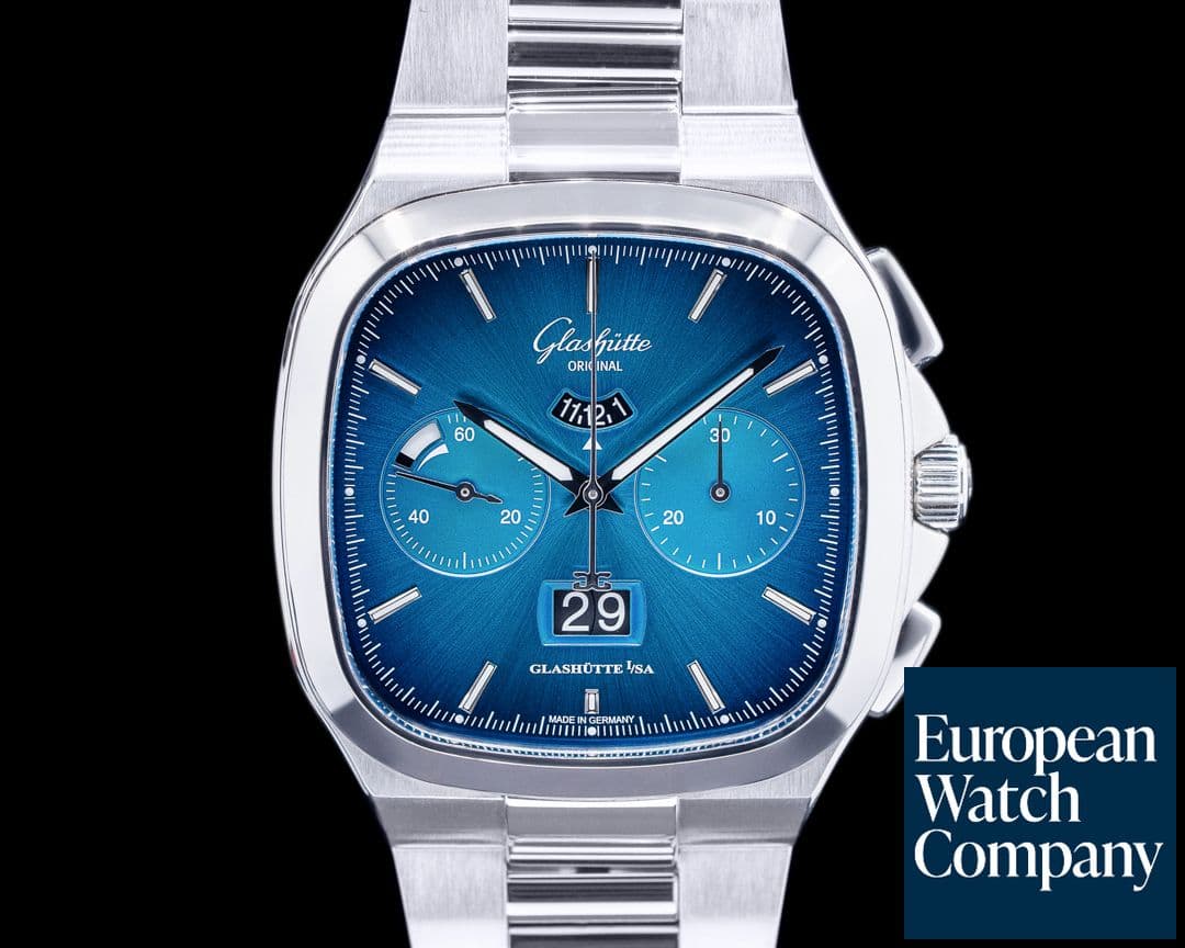Image of Glashutte Original Seventies Chronograph Panorama Date SS Turquoise Dial LIMITED