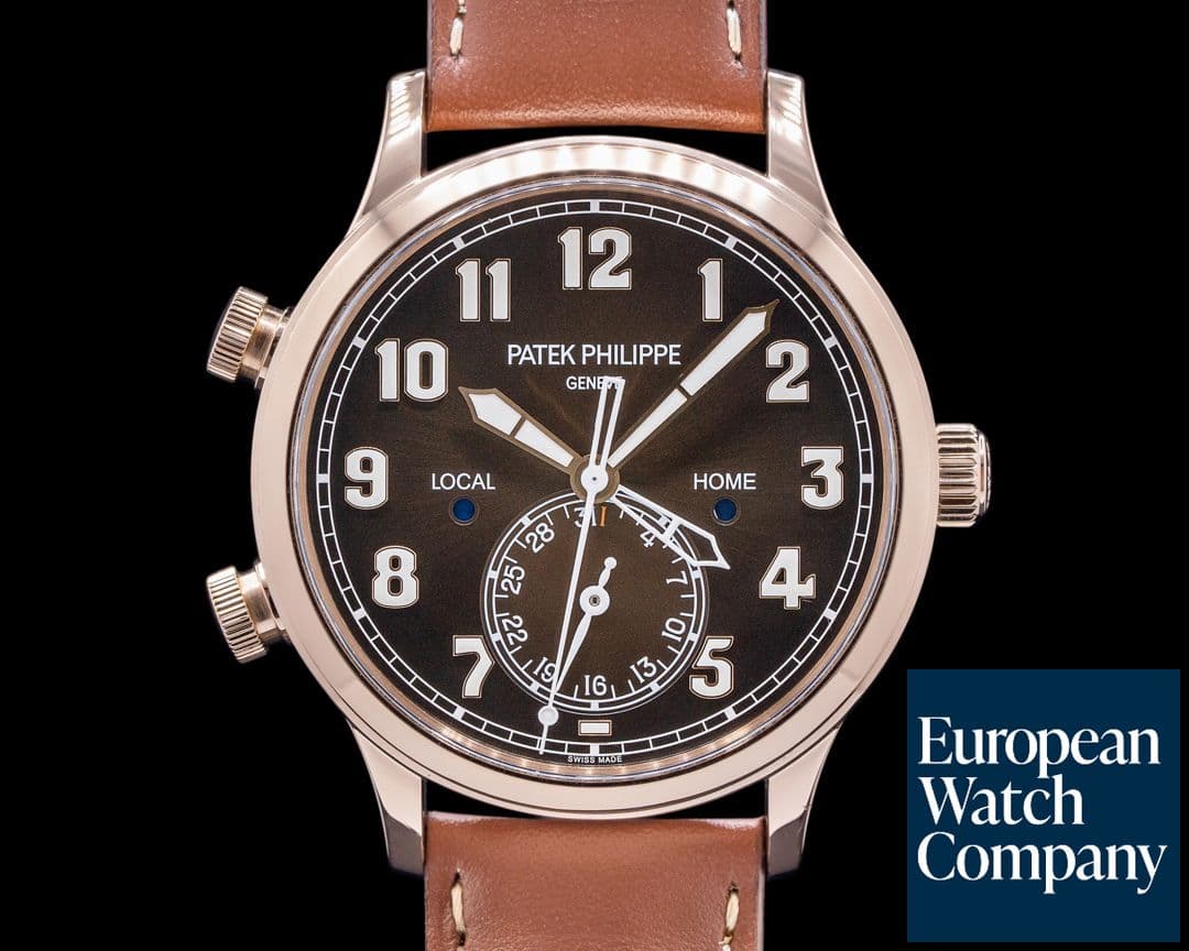 Image of Patek Philippe Calatrava 5524R Pilot Travel Time 18k Rose Gold