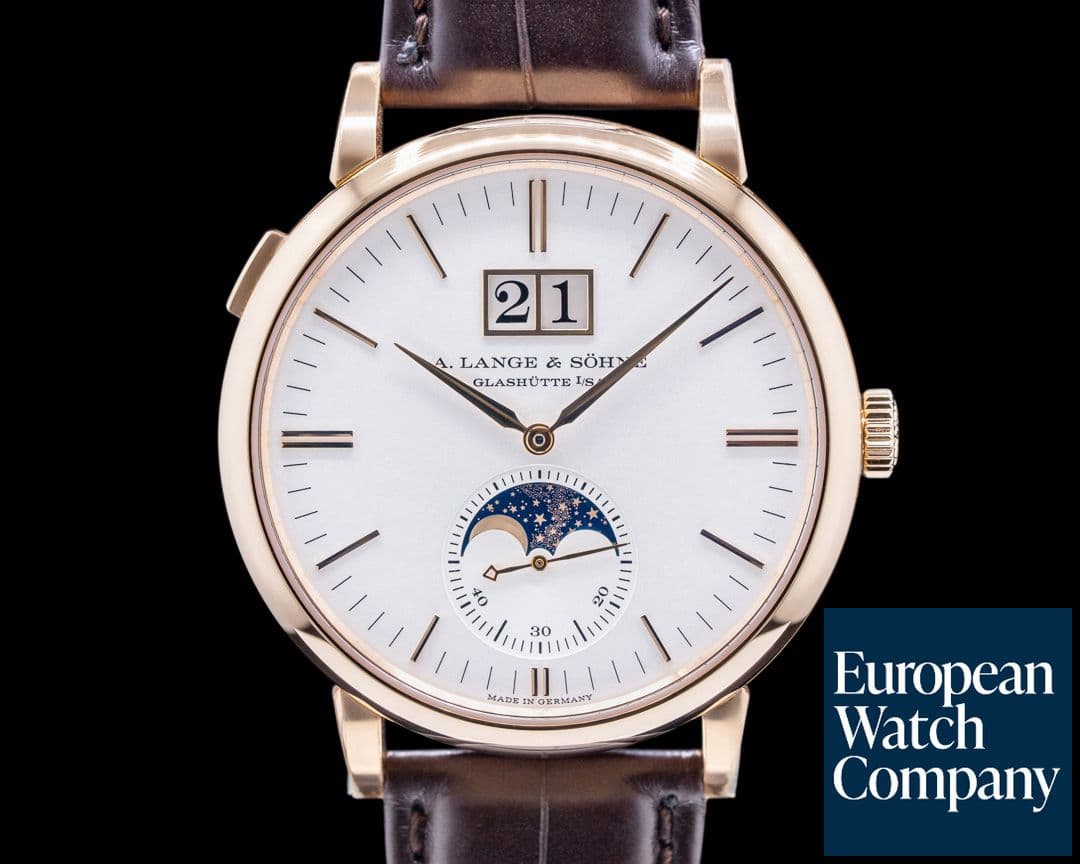 Image of A. Lange and Sohne Saxonia 384.032 Moon Phase Automatik 18K Rose Gold Silver Dial