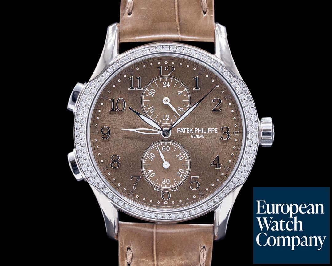 Image of Patek Philippe Calatrava Travel Time 18k White Gold Diamond Bezel 7134G-001