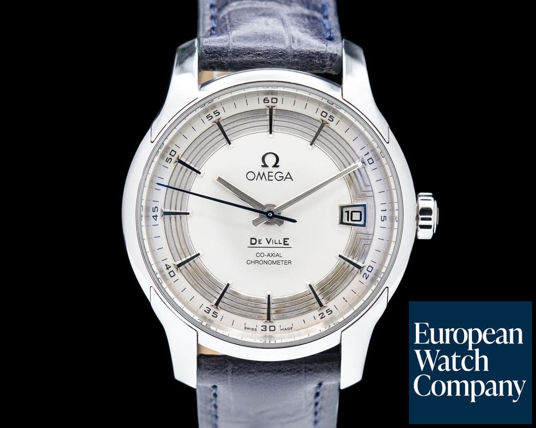 Image of Omega De Ville Co-Axial Hour Vision Silver Dial SS / Alligator 