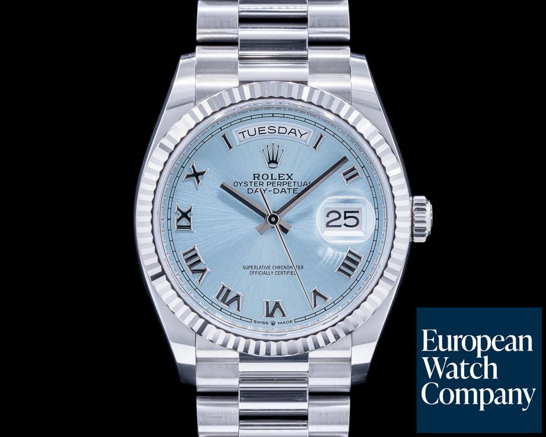 Image of Rolex President 128236 Platinum Ice Blue Roman Dial 2022
