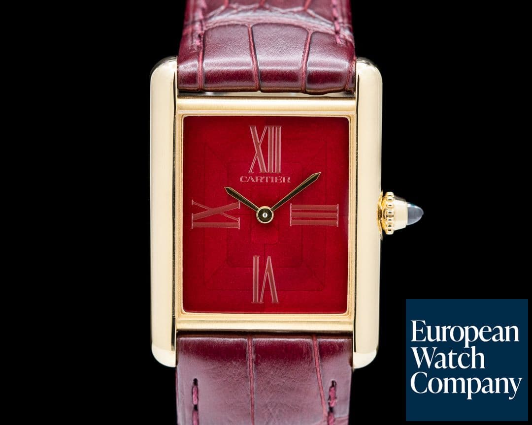 Image of Cartier Tank Louis Burgundy Dial 18K Yellow Gold