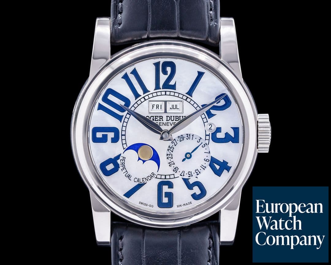 Image of Roger Dubuis Hommage Perpetual 18k White Gold Mother of Pearl Dial