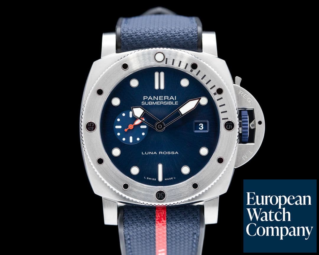Image of Panerai Luminor Submersible Quarantaquattro Luna Rossa Steel / Rubber PAM01391