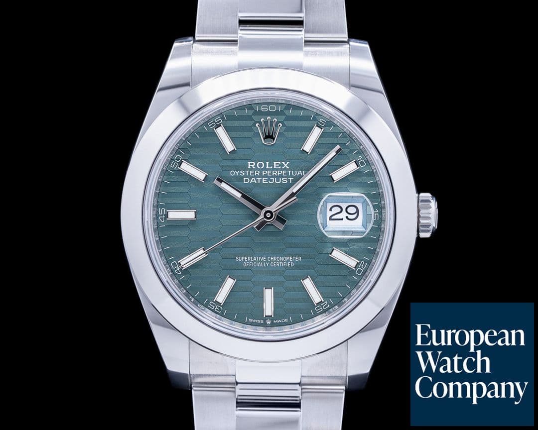 Image of Rolex Datejust 41 Green Stick Motif Dial SS Oyster 
