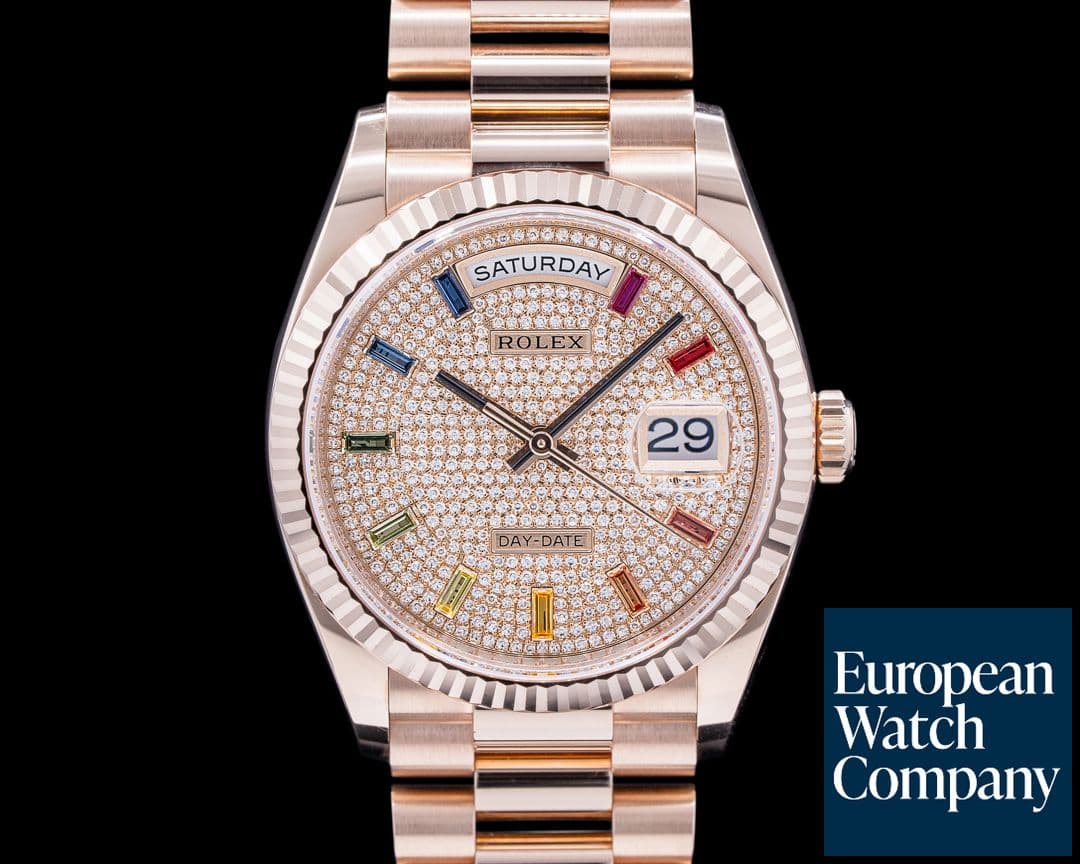Image of Rolex Day Date President 36MM 128235 RAINBOW 18K Rose Gold  