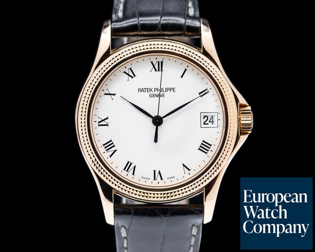 Image of Patek Philippe Calatrava 18K Rose Gold White Roman Hobnail