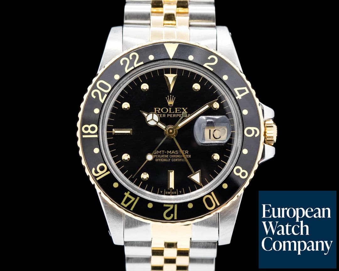 Image of Rolex GMT Master Black Nipple Dial 18K / SS Jubilee 
