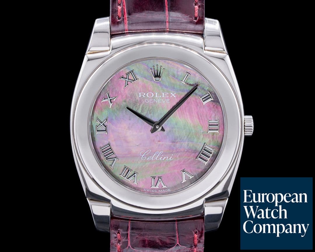 Image of Rolex Cellini Cestello 18K White Gold Black Mother of Pearl