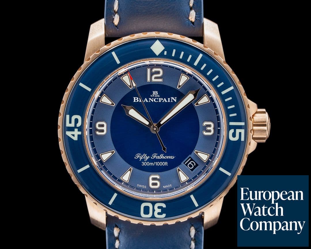Image of Blancpain Fifty Fathoms Blue Dial / 18K Rose Gold 