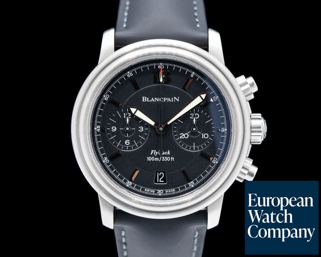 Image of Blancpain Leman Aqua Lung Flyback Chronograph Black Dial SS 