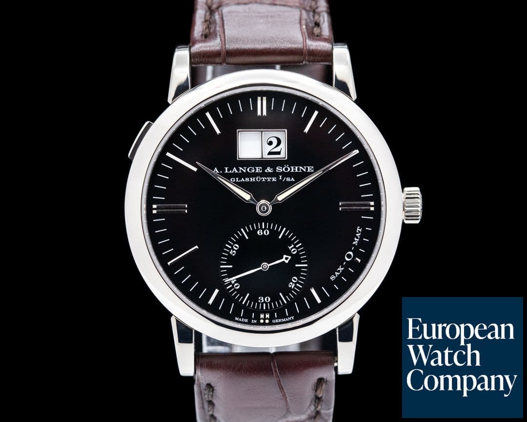Image of A. Lange and Sohne Saxonia 381.029 Outsize Date 18K White Gold / Black Dial