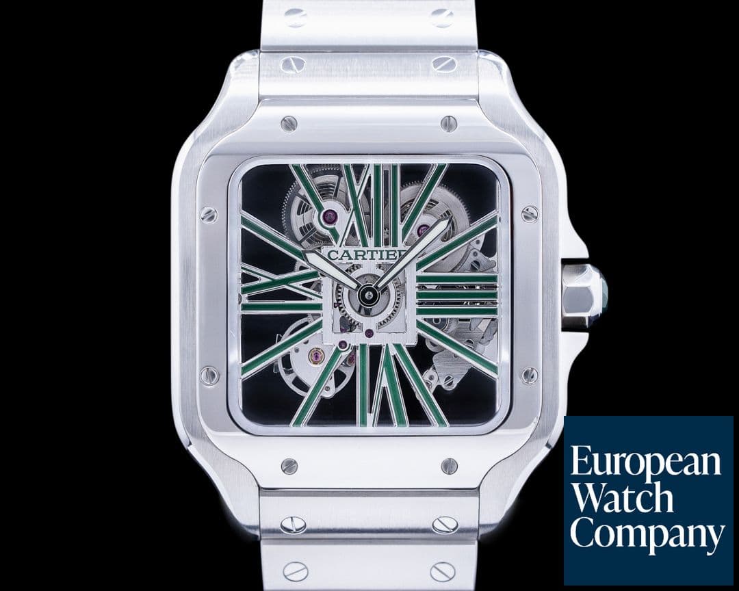 Image of Cartier Santos De Cartier Skeleton Green 40mm Unworn