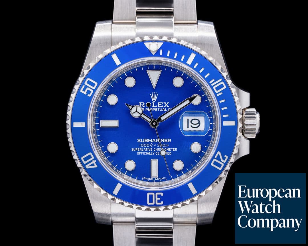Image of Rolex Submariner SMURF Date 116619LB 18K White Gold Blue Dial 