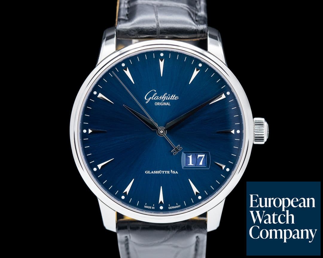 Image of Glashutte Original Senator Excellence Panorama Date Blue Dial UNWORN