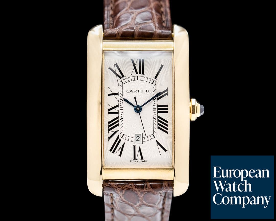 Image of Cartier Tank Americaine Large 18k Yellow Gold Box And Papers