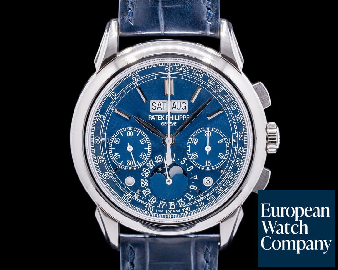Image of Patek Philippe Perpetual Calendar 5270G-019 Chronograph 18K White Gold Blue Dial