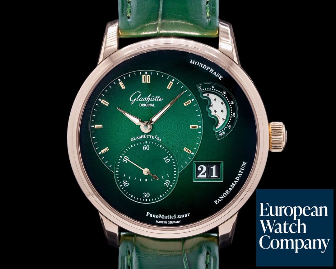 Image of Glashutte Original PanoMaticLunar 18k Rose Gold GREEN Dial