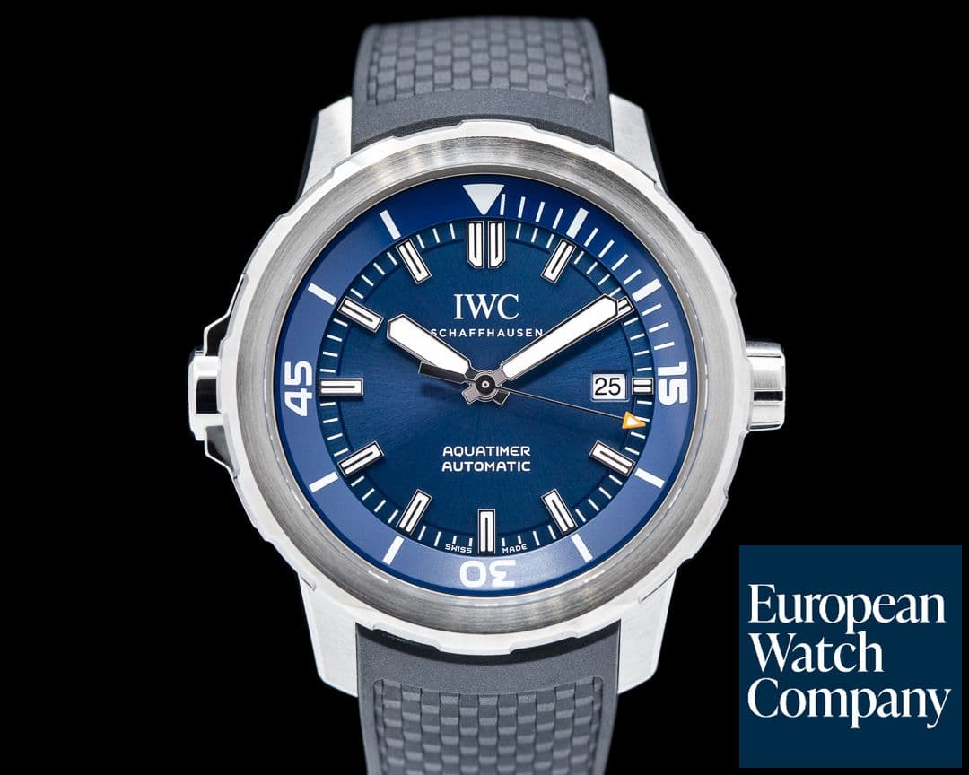 Image of IWC Aquatimer Automatic Expedition Jacques Cousteau Blue Dial / Rubber