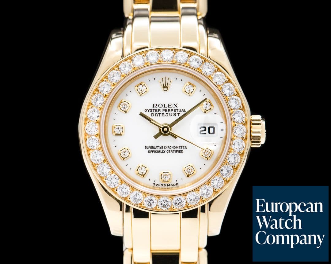 Image of Rolex Ladies Pearlmaster 69298 18k Yellow Gold Box and Papers