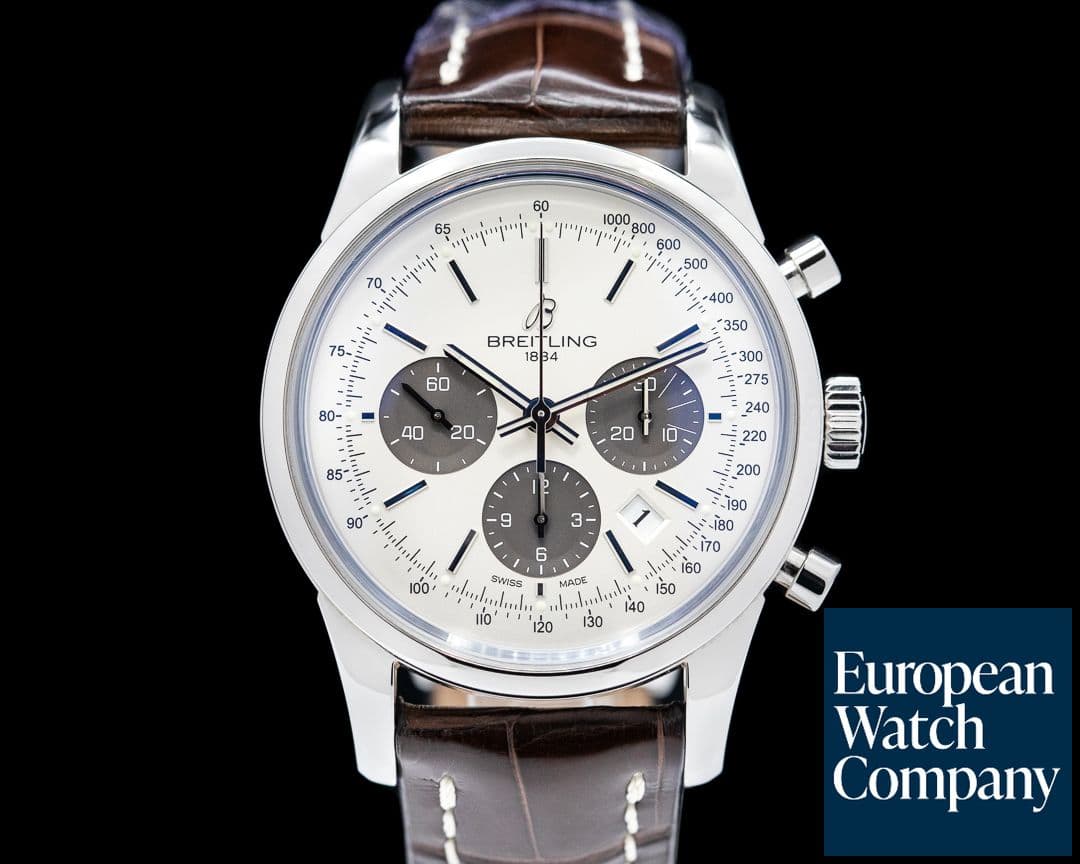 Image of Breitling Transocean Chronograph SS/Strap Silver Dial