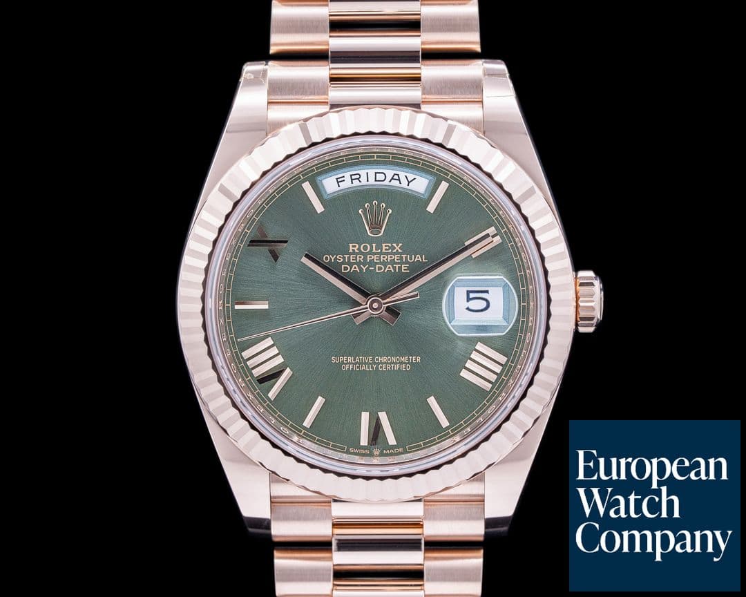 Image of Rolex Day Date Presidential Everose Gold Olive Green Dial 40MM 2022