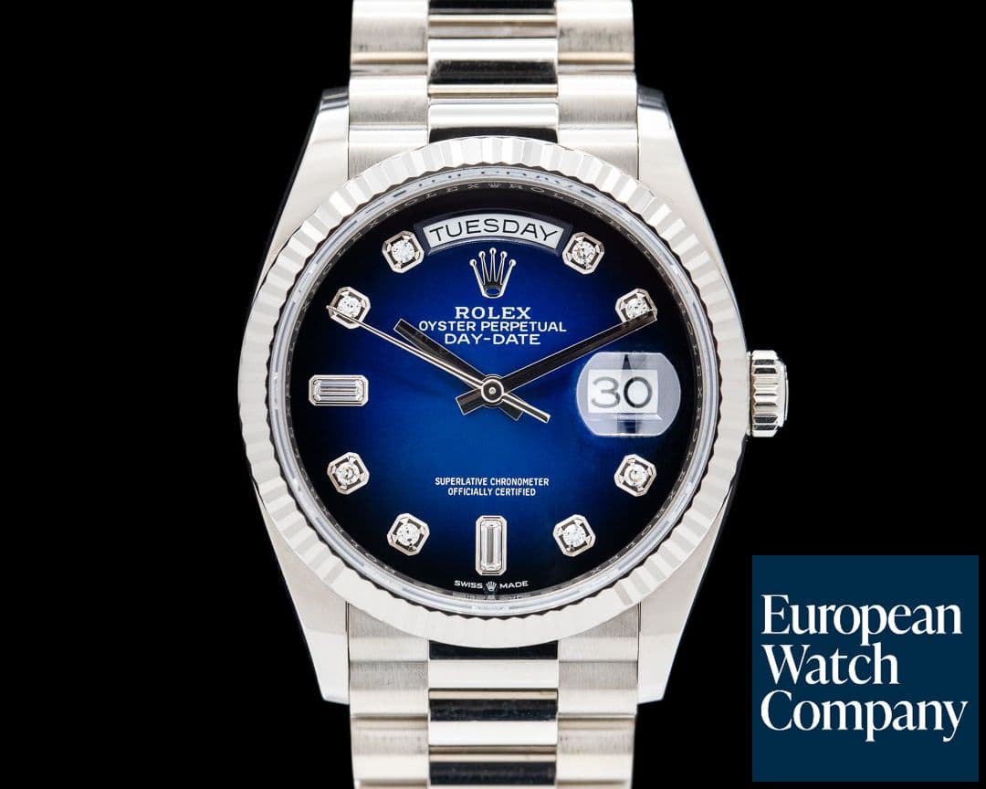 Image of Rolex Day Date President 128239 "Blue Ombre" Fume Diamond Dial
