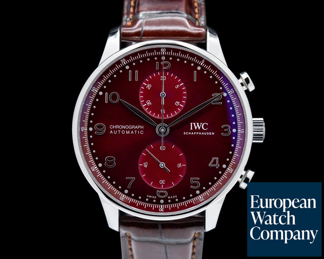 Image of IWC Portuguese Chronograph SS Red Dial