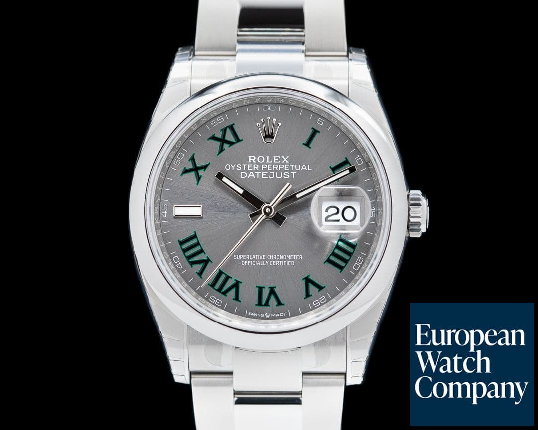 Image of Rolex Datejust 36 126200 Wimbledon Roman Dial SS/Oyster UNWORN