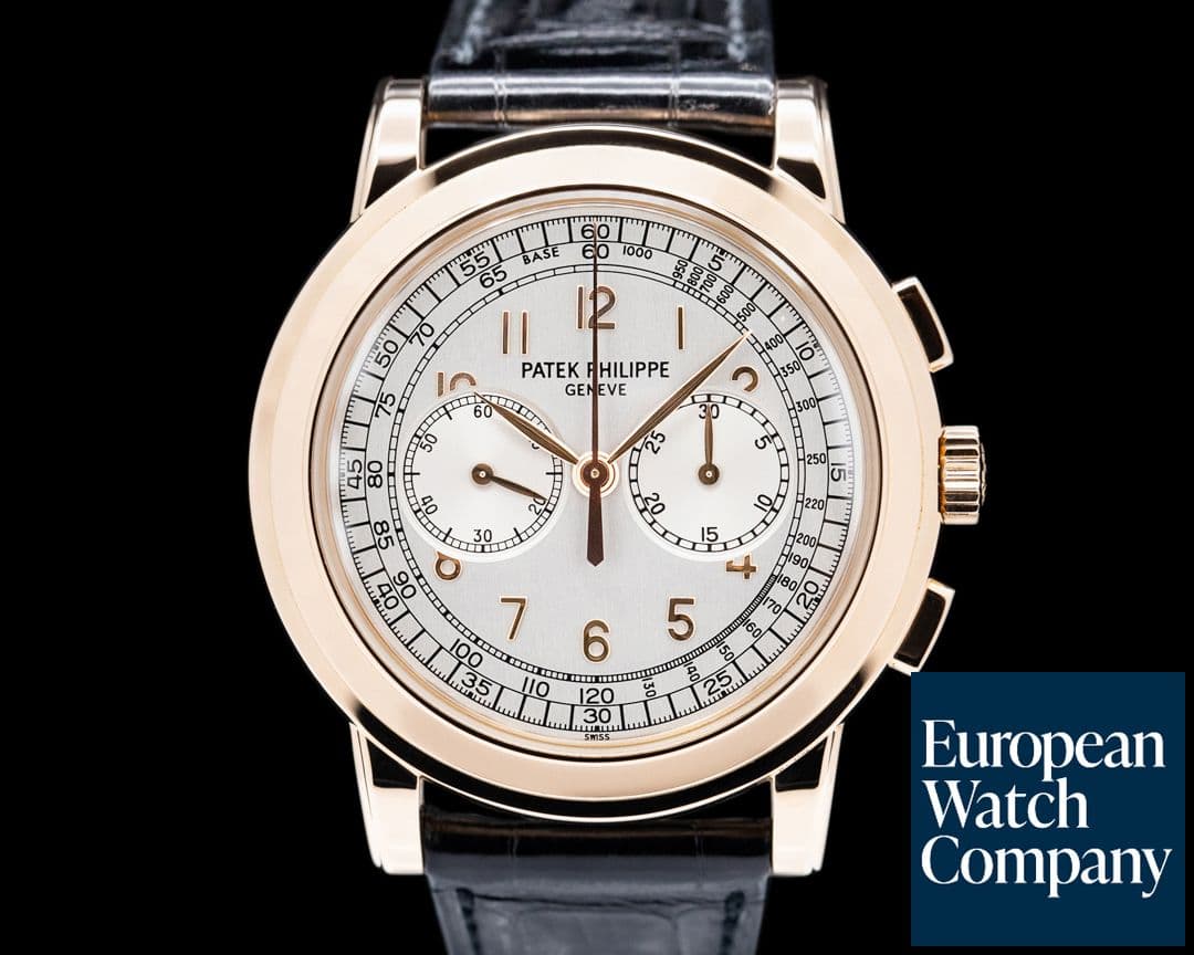 Image of Patek Philippe 5070 Rose Gold Lemania Chronograph / Silver Dial 